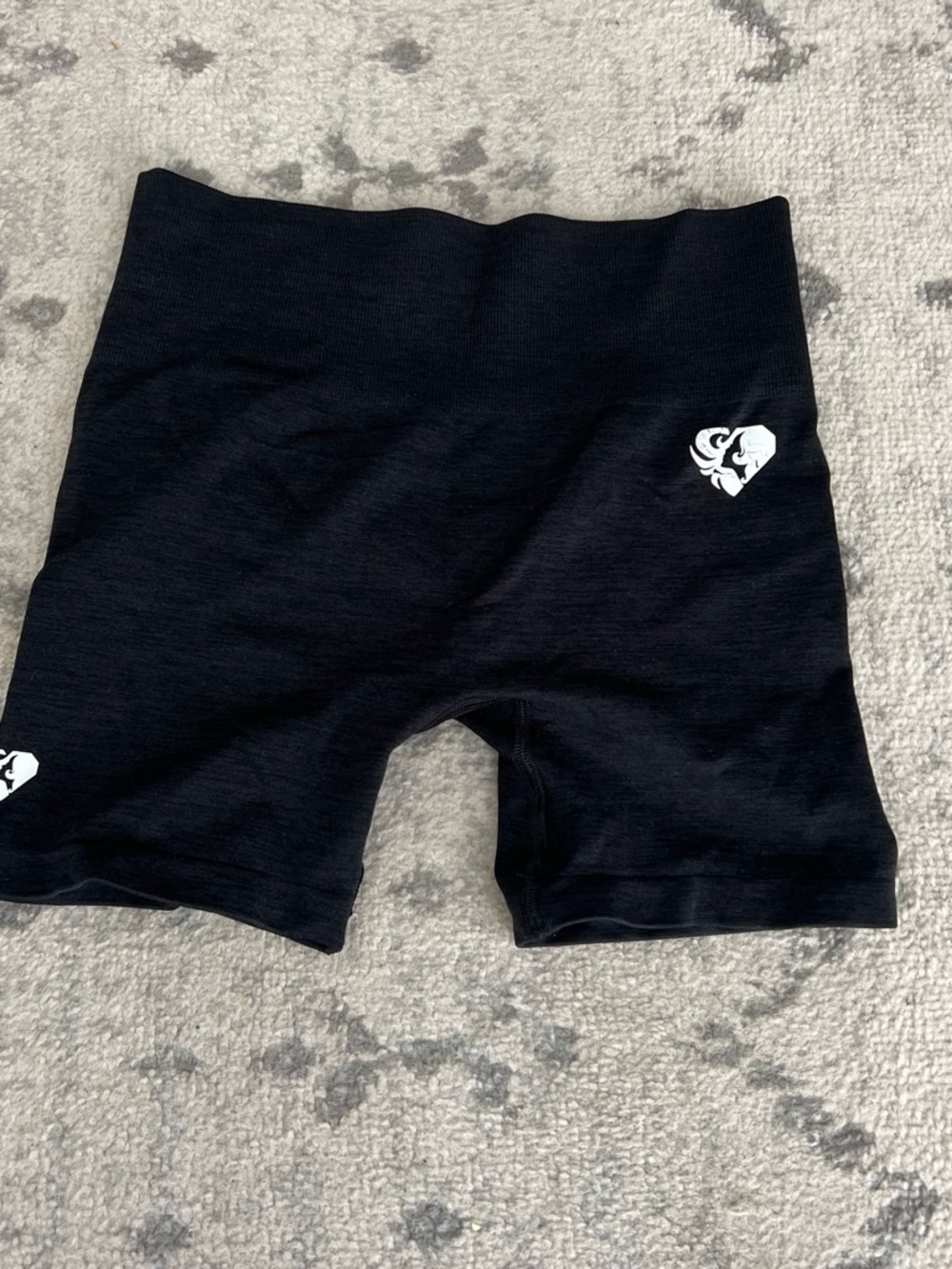 Black Women's Athletic Bike Shorts with Heart Logo